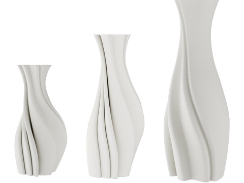  干花花瓶 印花艺术 螺旋款 25厘米3d模型 