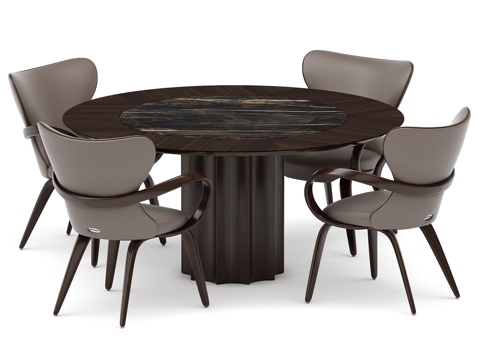  含餐桌ST3 160x160（Noir Desir）的餐桌组3d模型 