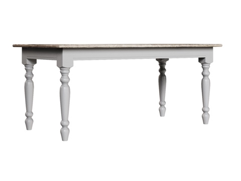  OM雕花腿餐桌，180x90经典款3d模型 