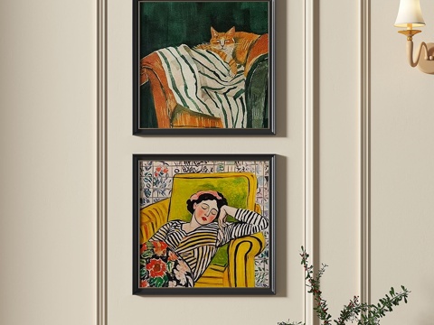  法式，复古，抽象，装饰画3d模型 