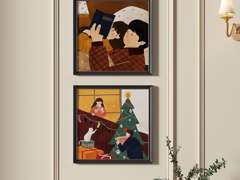  法式，复古，抽象，装饰画3d模型 