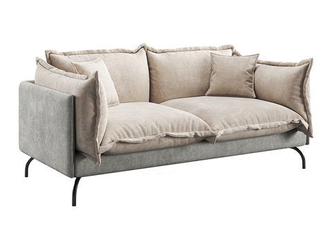  现代简约双人床 双人床 简约床 卧室床 抱枕3d模型 