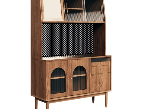  OM三抽屉储物柜配中世纪风格3d模型 