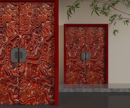  现代平开门3d模型 