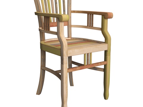  柚木实木椅 IVY PAINTED3d模型 