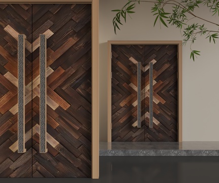  现代平开门3d模型 