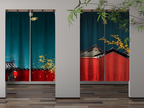  现代门帘3d模型 