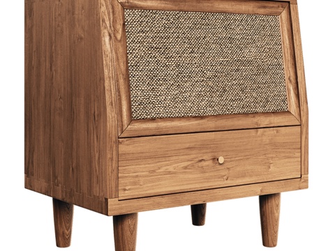  OM带滑轨门直线型床头柜3d模型 