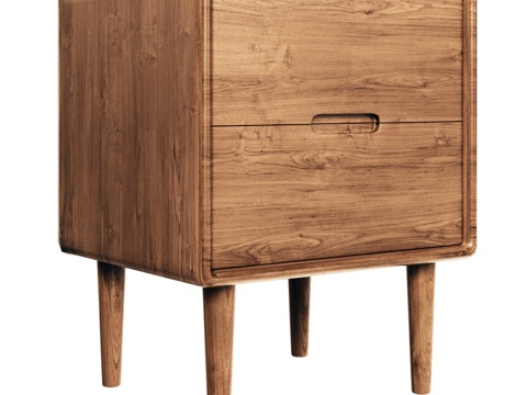  OM中世纪风格双抽屉床头柜3d模型 