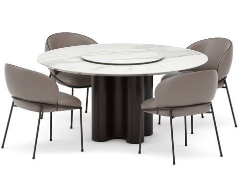  配有 STY D160（大理石）餐桌和 cha 的餐桌椅套装3d模型 