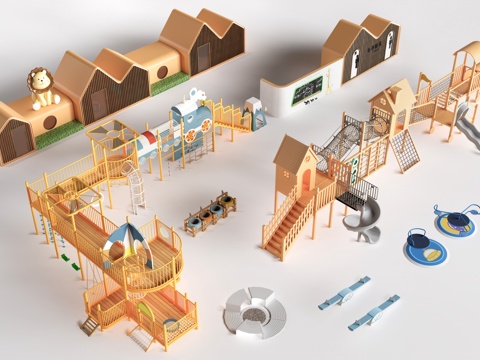 现代儿童游乐器材 儿童滑梯 儿童设施su模型