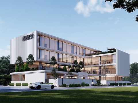 社区服务中心 建筑 文化馆建筑 政务中心建筑su模型