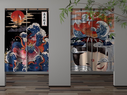  现代门帘3d模型 