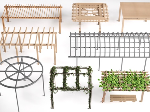 现代景观花架 葡萄架 廊架 绿植爬架su模型