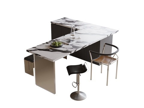 现代吧台吧椅su模型