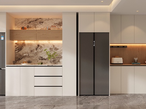 现代酒柜 冰箱酒柜 冰箱柜 开放格酒柜su模型