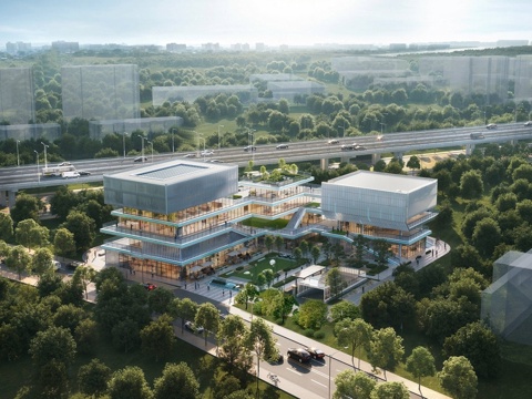 现代文化馆 文化中心 政务中心建筑 社区中心建筑现代文化馆su模型