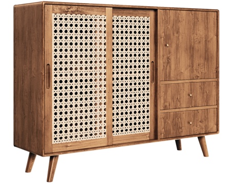  OM中世纪风格三门双抽餐边柜3d模型 