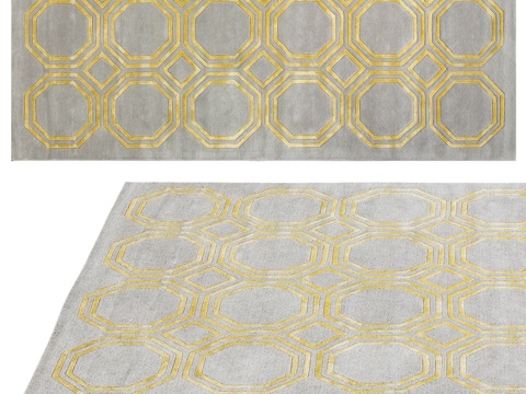  地毯 八角地毯 灰-浅金3d模型 