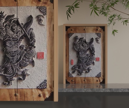  现代平开门3d模型 