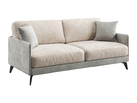  现代简约双人床 双人床 简约床 卧室床 抱枕3d模型 