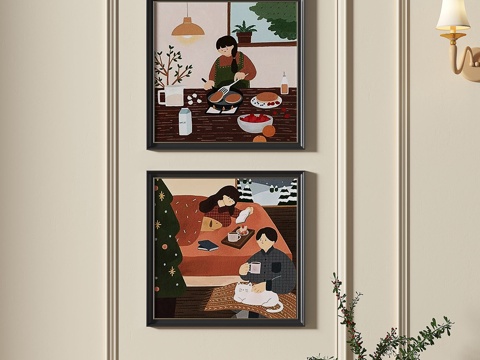  法式，复古，抽象，装饰画3d模型 