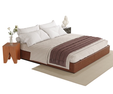  现代双人床3d模型 