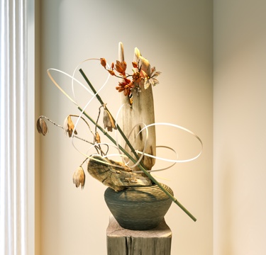  新中式花瓶 枯木花艺盆景 陶罐花瓶 干枝花艺 装饰摆件 花3d模型 