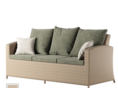  OM藤编沙发布罗顿款3d模型 