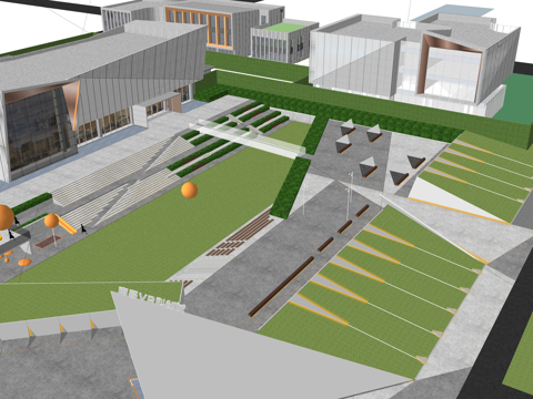 组团 园林 植物 示范区 造景su模型