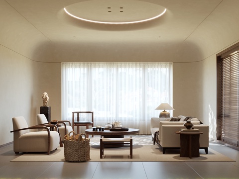 侘寂风客厅su模型