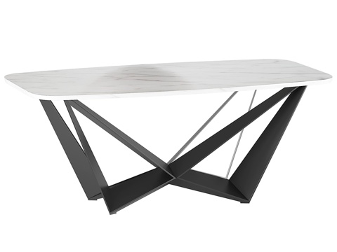  OM玻璃风格 餐桌836石材款180x903d模型 