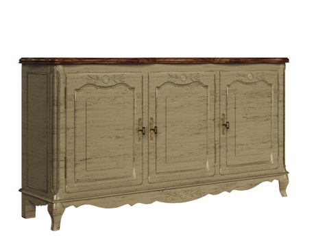  OM 三门经典风格底柜3d模型 