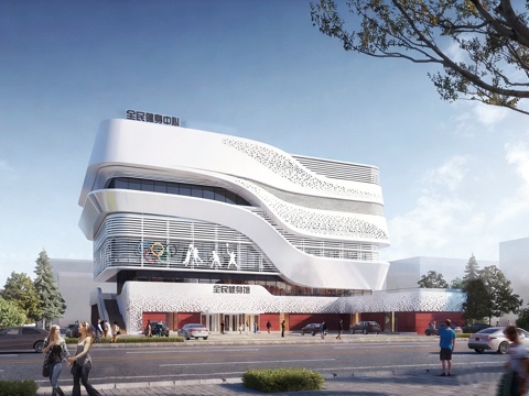 现代体育建筑 健身中心 全民健身馆 体育馆建筑su模型