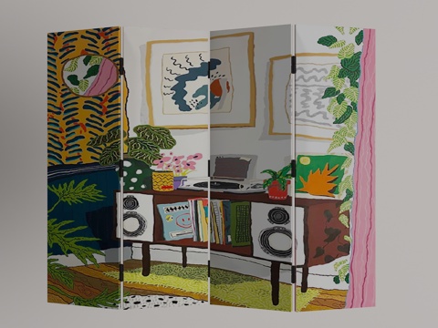  现代屏风3d模型 