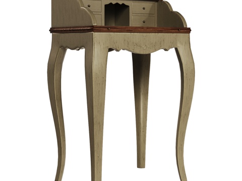  OM经典风格迷你书桌3d模型 