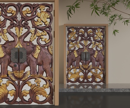  现代平开门3d模型 