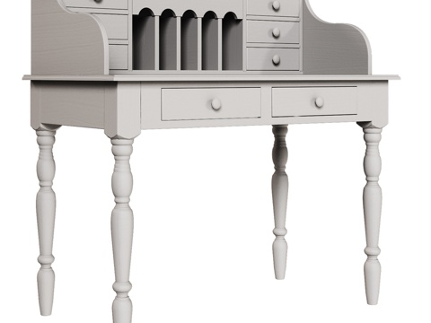  OM 八抽屉经典风格秘书柜3d模型 