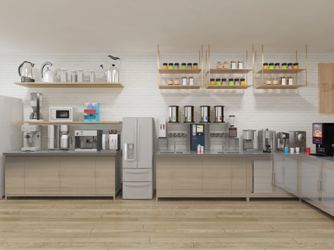  现代奶茶店 设备 榨汁机 咖啡机3d模型 