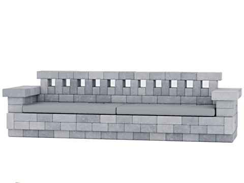  OM RocArt 人工石直线形沙发（Siesta）3d模型 