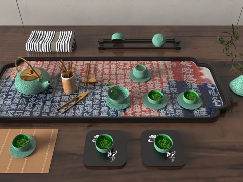  现代茶盘3d模型 