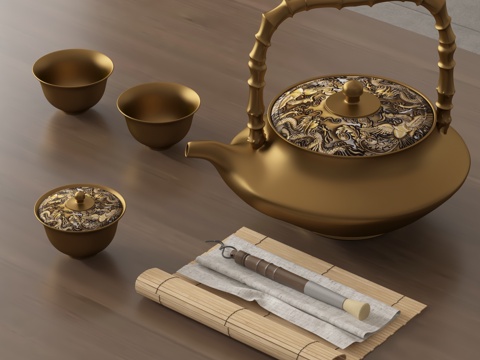  现代茶具3d模型 