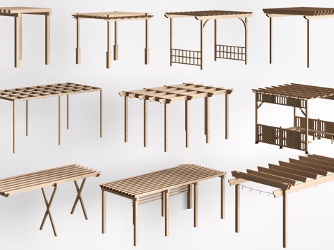 现代景观花架 葡萄架 廊架 绿植爬架su模型