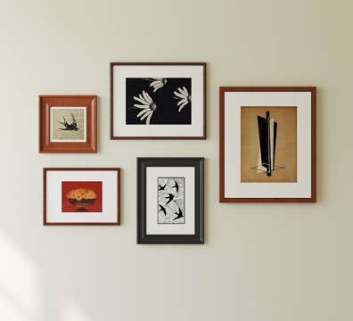  法式中古挂画 抽象挂画 照片墙3d模型 