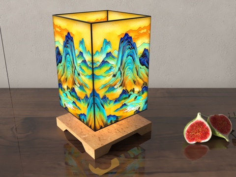  新中式台灯3d模型 