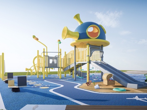 现代儿童游乐器材 儿童滑梯 儿童设施su模型