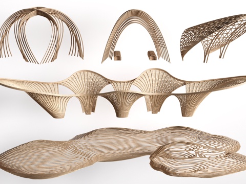 现代景观构筑物 景观构架 景观廊架 景观装置su模型