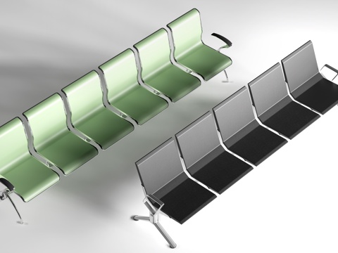 现代大厅长椅 公共椅 过道等候休息椅su模型