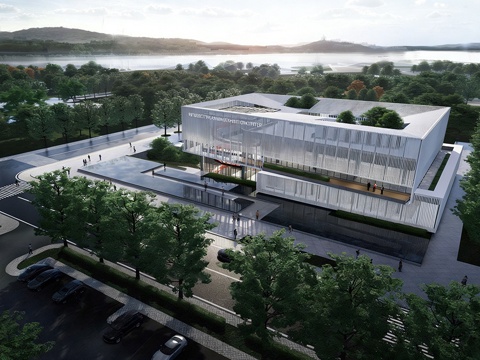 现代文化馆建筑 文化中心建筑 展览展示中心su模型