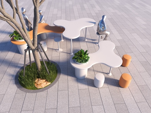  现代异形座凳 公园座凳 户外特色座凳 圆座凳 户外休闲座椅3d模型 